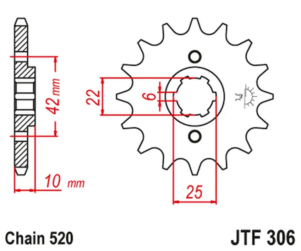 JT řetězové kolo přední 281 14 HONDA NX 650 DOMINATOR '88 (tloušťka 10mm) (28114JT) (řetěz 520) (-1) (JT řetězové kolo přední 281 14 HONDA NX 650)