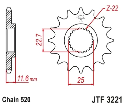 JT řetězové kolo přední 2180 11 POLARIS 250/300/325/400/500 (218011JT) (řetěz 520) (JT řetězové kolo přední 2180 11 POLARIS 250/300/325/400/500)