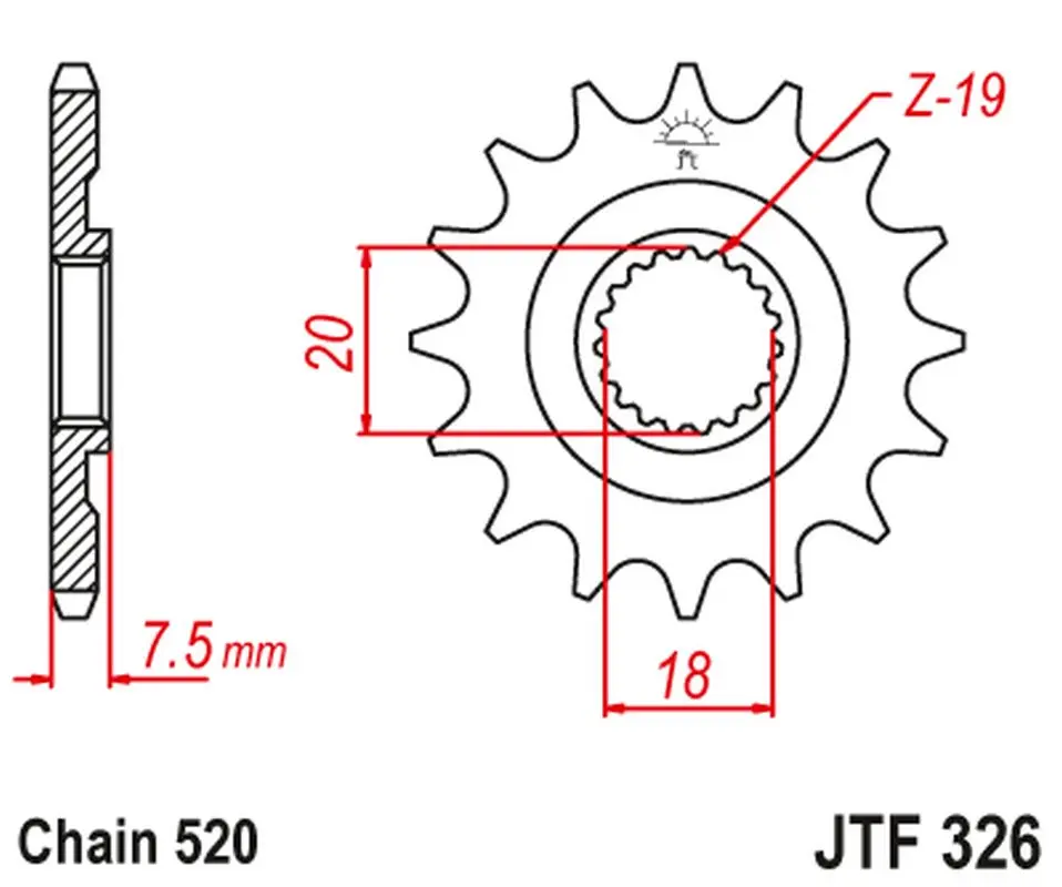JT řetězové kolo přední 340 12 HONDA CR 125 '87-'03 (34012JT) (řetěz 520) (JT řetězové kolo přední 340 12 HONDA CR 125 '87-'03 (34012JT) (řetěz 520))