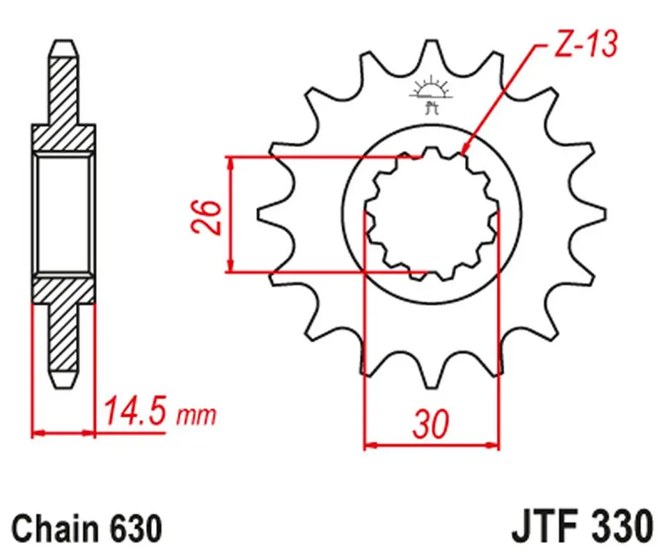 JT řetězové kolo přední 333 15 HONDA CB 750 F/K '79-80' (RC01)(33315JT) (řetěz 630) (JT řetězové kolo přední 333 15 HONDA CB 750 F/K '79-80')