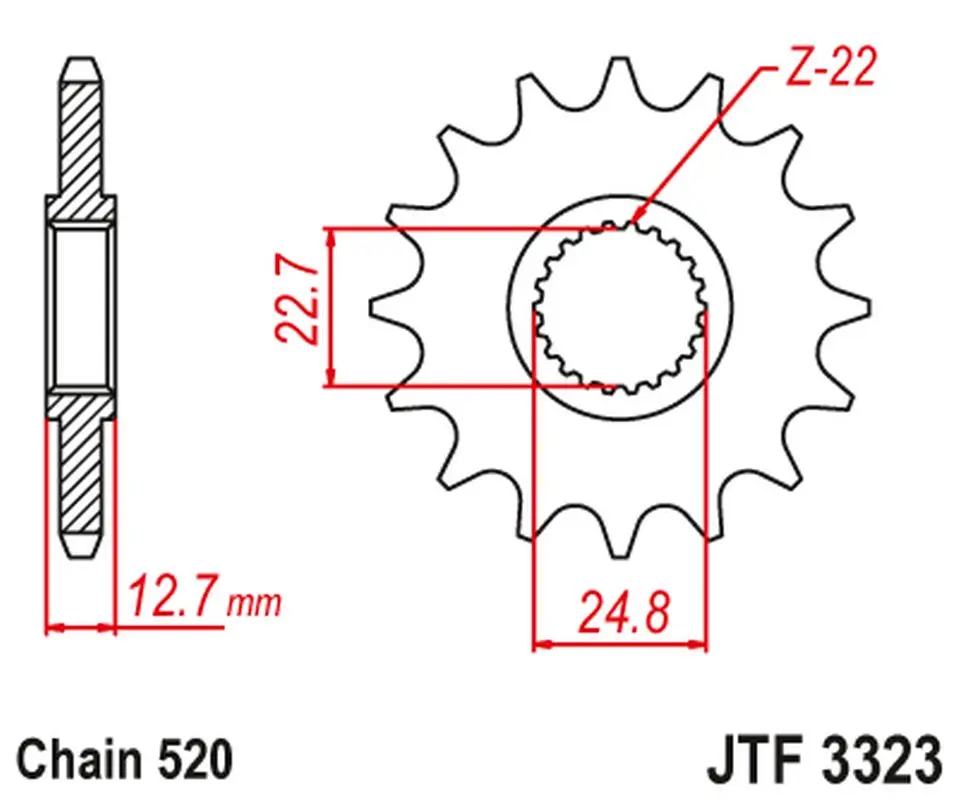 JT řetězové kolo přední POLARIS 250/300/350/400/425 '89-99' (řetěz 520) (JT řetězové kolo přední POLARIS 250/300/350/400/425 '89-99' (řetěz 520))