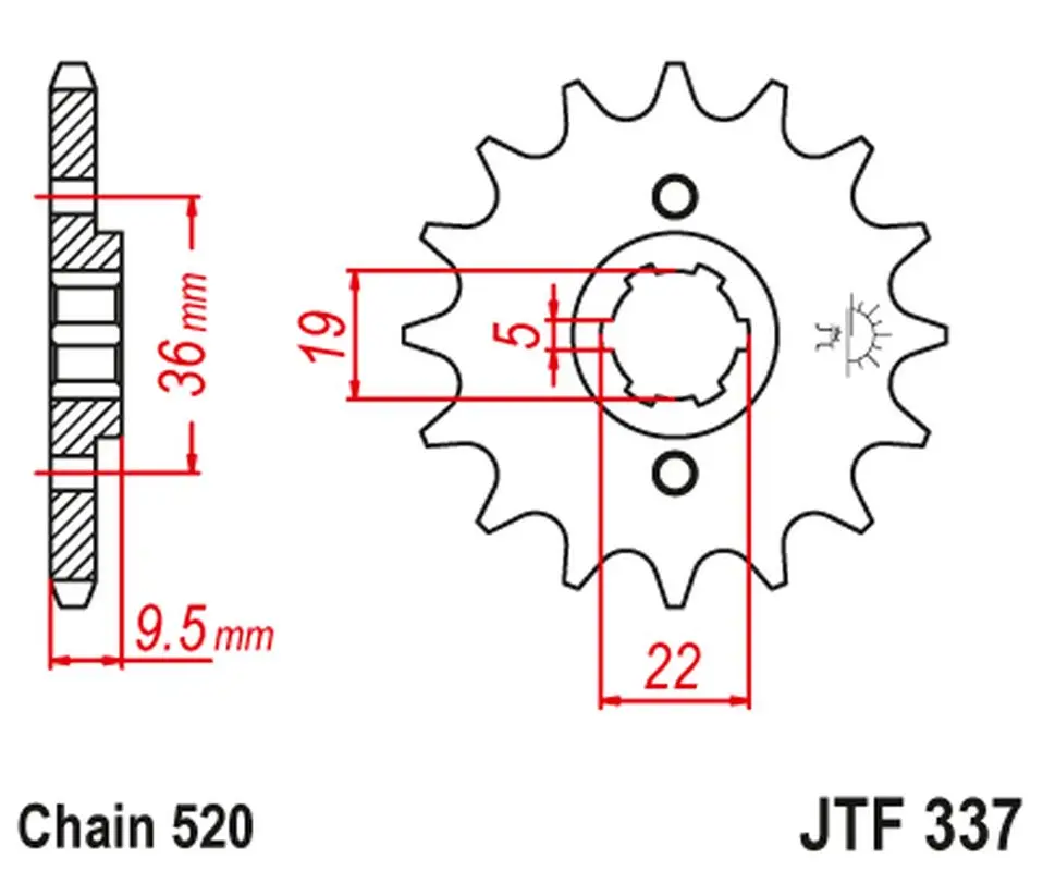 JT řetězové kolo přední 337 12 HONDA TRX 250/300, CR 250 '82-'85, CR500 '84-'85 (33712JT) (řetěz 520) (JT řetězové kolo přední 337 12 HONDA TRX)