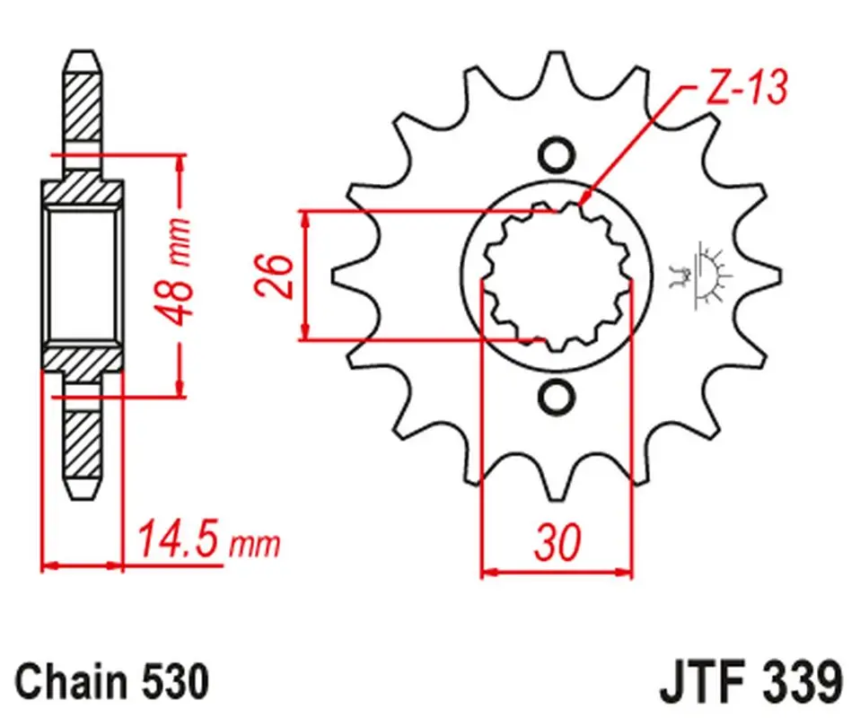 JT řetězové kolo přední 339 15 HONDA VFR 750 86-87, CBX 750F 84-86, VFR 800 '02-'14 (33915JT) (řetěz 530) ( )