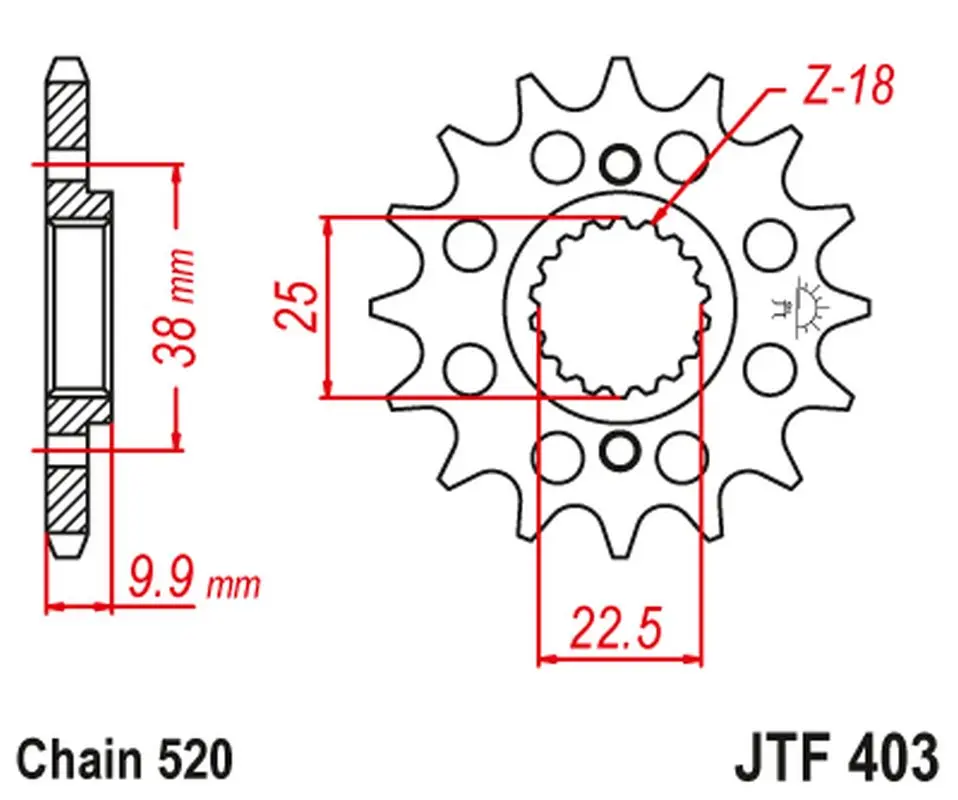 JT řetězové kolo přední 2200 13 BMW G 450 X '08-11', HUSQVARNA 449/511 TC/TE/SM '11-12' (220013JT) (řetěz 520) (JT řetězové kolo přední 2200 13 BMW G)
