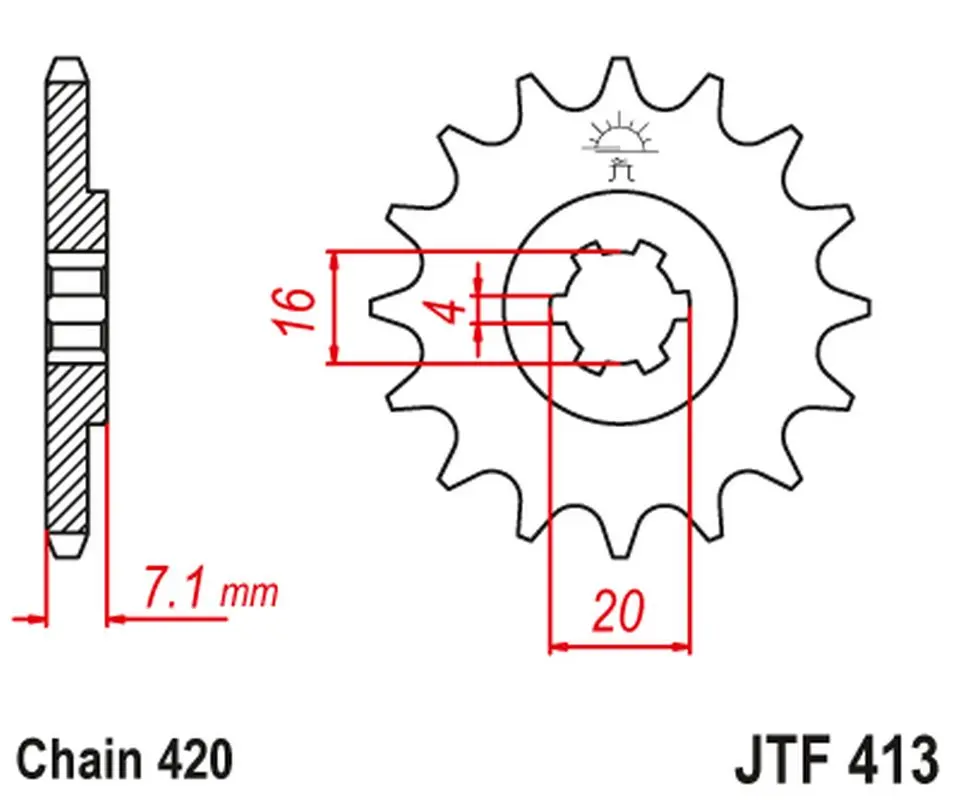 JT řetězové kolo přední 413 11 SUZUKI RMX 50, TS 50 (41311JT) (řetěz 420) (JT řetězové kolo přední 413 11 SUZUKI RMX 50, TS 50 (41311JT) (řetěz 420))