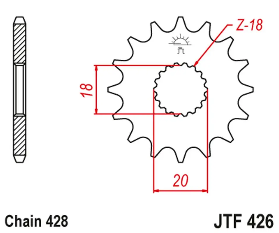 JT řetězové kolo přední 426 15 SUZUKI GN 125 '92-'00, GS 125 '79-'00 (42615JT) (řetěz 428) ( )