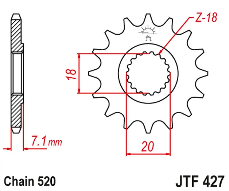 JT řetězové kolo přední 432 11 SUZUKI RM 125 '92-'07, RMZ 250 '10-'12 (43211JT) (řetěz 520) (JT řetězové kolo přední 432 11 SUZUKI RM 125 '92-'07,)