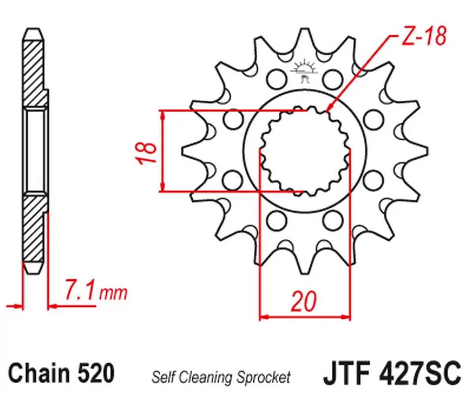 JT řetězové kolo přední 432 13 SUZUKI RM 125 '92-'07, RMZ 250 '10-'12 samočistící (43213JT) (řetěz 520) ( )