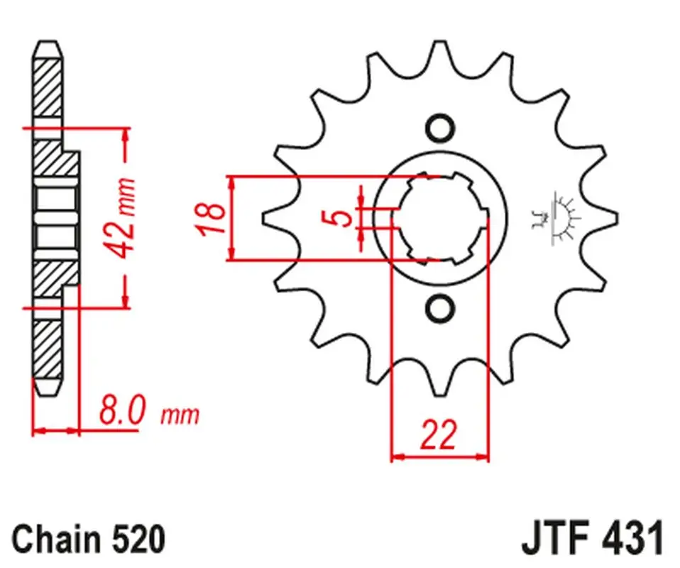JT řetězové kolečko přední 431 11 SUZUKI PE 250 '78-'82, RM 250 '79-'81, RM 400 '78-'80 (43111JT) ( )