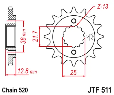 JT řetězové kolo přední 511 15 s gumou KAWASAKI KLR 650 '90-'14 (51115JTRB) (JT řetězové kolo přední 511 15 s gumou KAWASAKI KLR 650 '90-'14)
