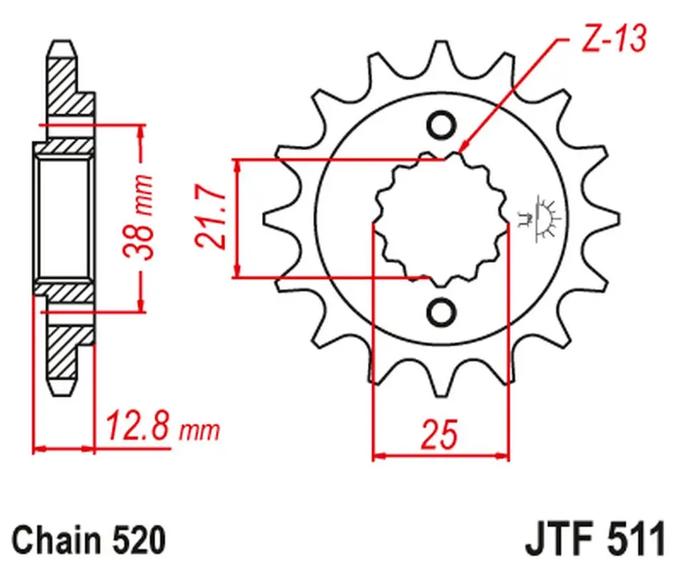 JT řetězové kolečko přední 511 16 KAWASAKI KLR 650 '90-'14 (51116JT) ( )
