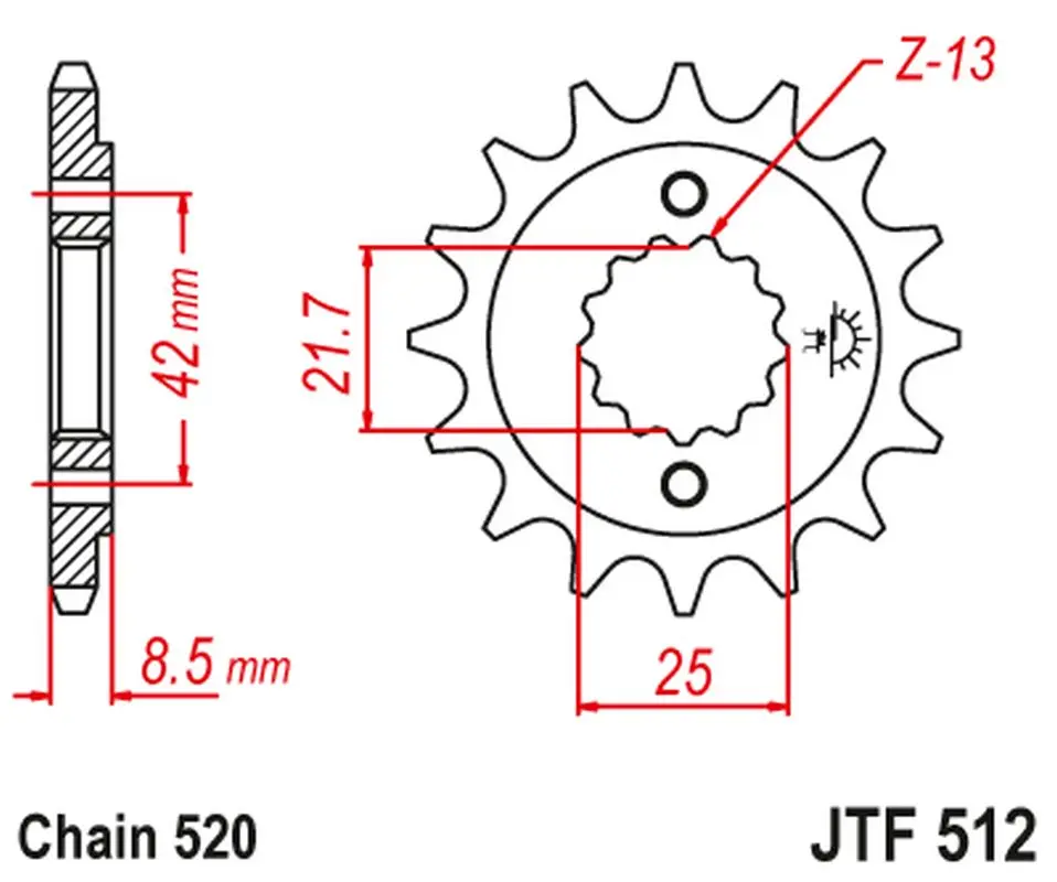 JT řetězové kolečko přední 525 14 KAWASAKI ZXR 400, KLE 500 '91-'96, GPZ 500S (52514JT) (JT řetězové kolečko přední 525 14 KAWASAKI ZXR 400, KLE 500)