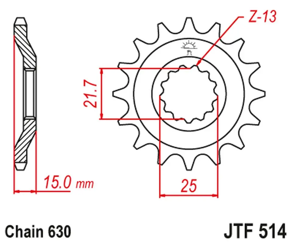 JT řetězové kolečko přední 528 15 KAWASAKI GPZ 750 UNITRACK '82-'89 (ZX750A1-A5) (52815JT) (JT řetězové kolečko přední 528 15 KAWASAKI GPZ 750)