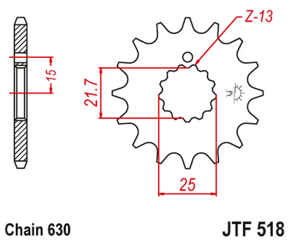 JT řetězové kolečko přední 518 16 KAWASAKI Z 650/750 '79-'83 (51816JT) ( )