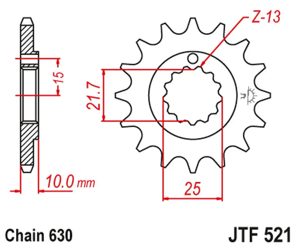 JT řetězové kolečko přední 518 15 KAWASAKI Z 900 A4 '76', Z 1000 '77-80' (51815JT) (JT řetězové kolečko přední 518 15 KAWASAKI Z 900 A4 '76', Z 1000)