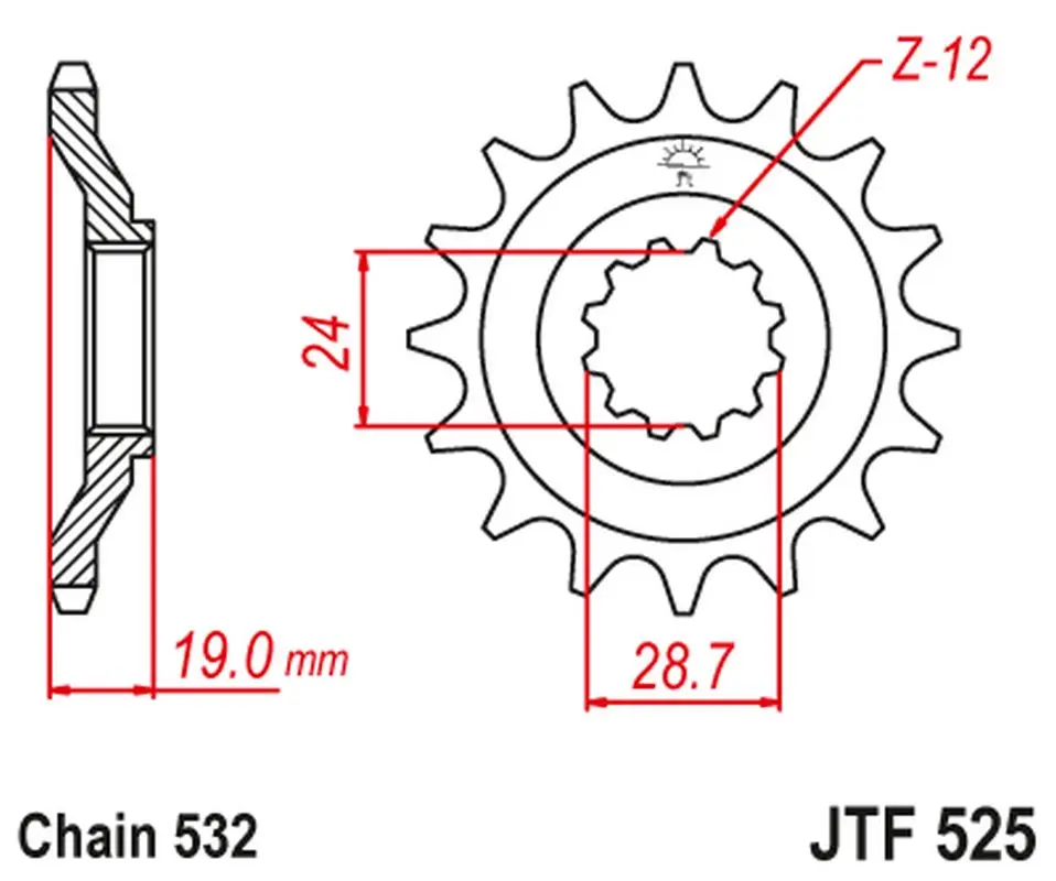 JT řetězové kolečko přední 529 17 KAWASAKI ZX 10 B1-B3 TOMCAT '88-90' (52917JT) (JT řetězové kolečko přední 529 17 KAWASAKI ZX 10 B1-B3 TOMCAT)