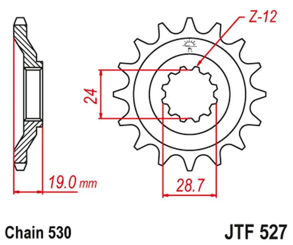 JT řetězové kolečko přední 532 17 KAWASAKI ZX10 '88-90' (ZX 1000 B1-B3) (53217JT) ( )