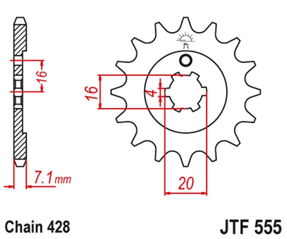 JT řetězové kolo přední 555 13 YAMAHA DT 80 LC1/LC2 '83-'95, TZR 80 '92-'95 (55513JT) (JT řetězové kolo přední 555 13 YAMAHA DT 80 LC1/LC2 '83-'95,)