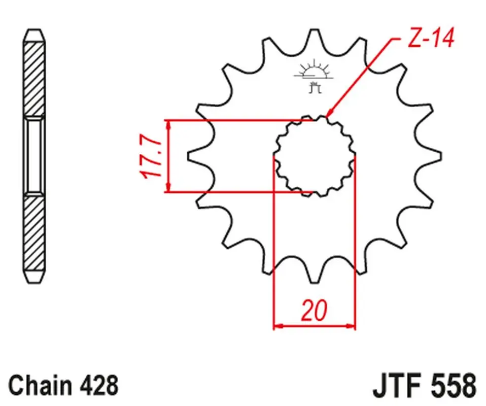 JT řetězové kolo přední 577 20 YAMAHA DT 125R '93-'06 (57720JT) (JT řetězové kolo přední 577 20 YAMAHA DT 125R '93-'06 (57720JT))