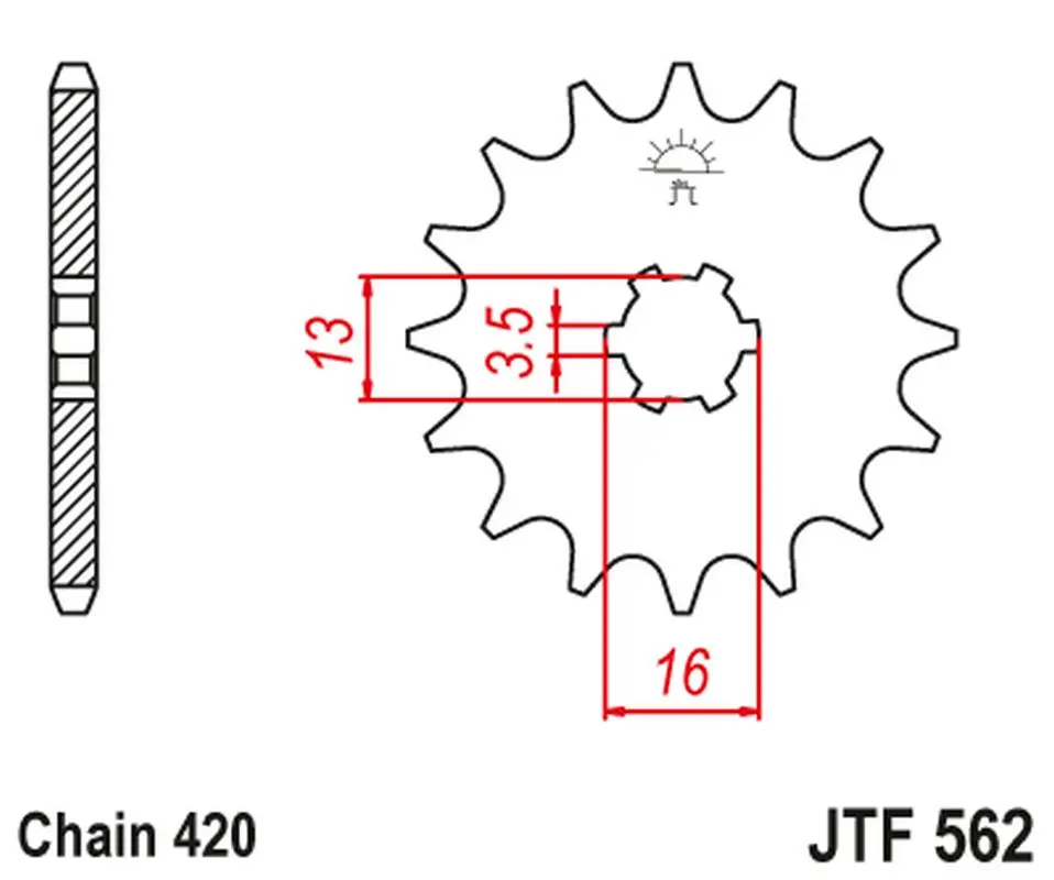 JT řetězové kolo přední 415 09 KAWASAKI KFX 50 '03-'06, SUZUKI LTA 50 '02-'05, SUZUKI TS 50, YAMAHA DT 50MX (41509JT) (JT řetězové kolo přední 415 09)