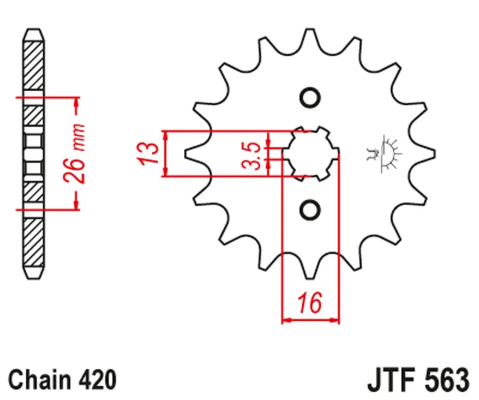 JT řetězové kolo přední 415 13 SUZUKI TS 50, YAMAHA DT 50MX (41513JT) ( )