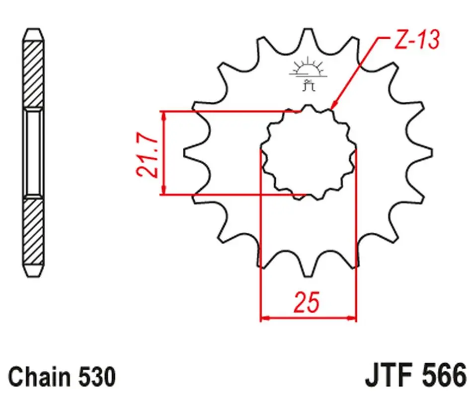 JT řetězové kolo přední 566 15 s gumou (56615JTRB) - může být nahrazeno 51315JT (JTF513.15) a 51915JT (JTF519.15) (JT řetězové kolo přední 566 15 s)