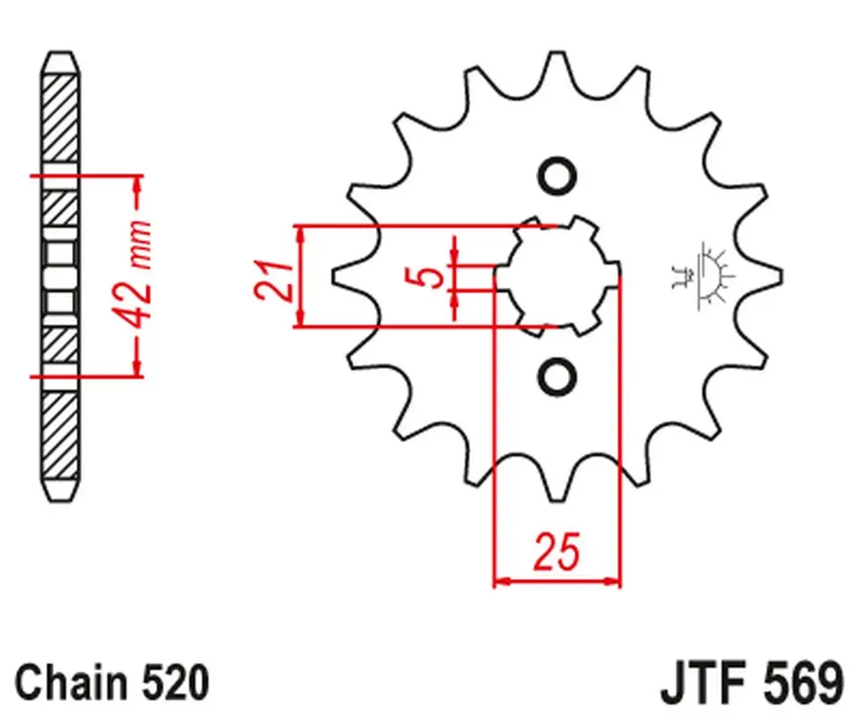 JT řetězové kolo přední 569 18 YAMAHA XV 250 '89-'94, XVS 250 '08-'17, XV 250 '89-15 (+3) (56918JT) (JT řetězové kolo přední 569 18 YAMAHA XV 250)