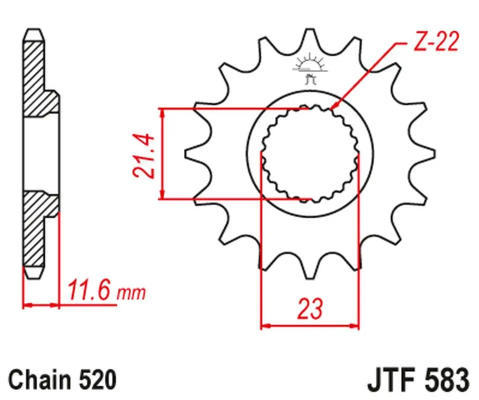 JT řetězové kolo přední 2051 13 YAMAHA TT 250 '93-04' (205113JT) ( )