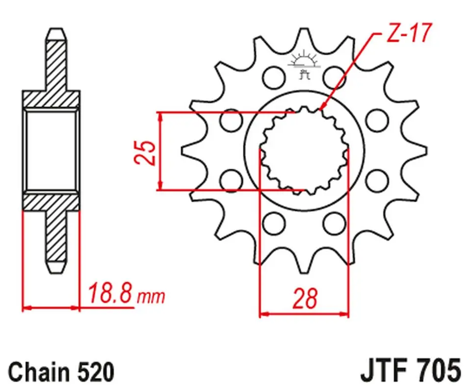 JT řetězové kolo přední 2098 15 APRILIA 1000 RSV '98-09' (209815JT) (JT řetězové kolo přední 2098 15 APRILIA 1000 RSV '98-09' (209815JT))