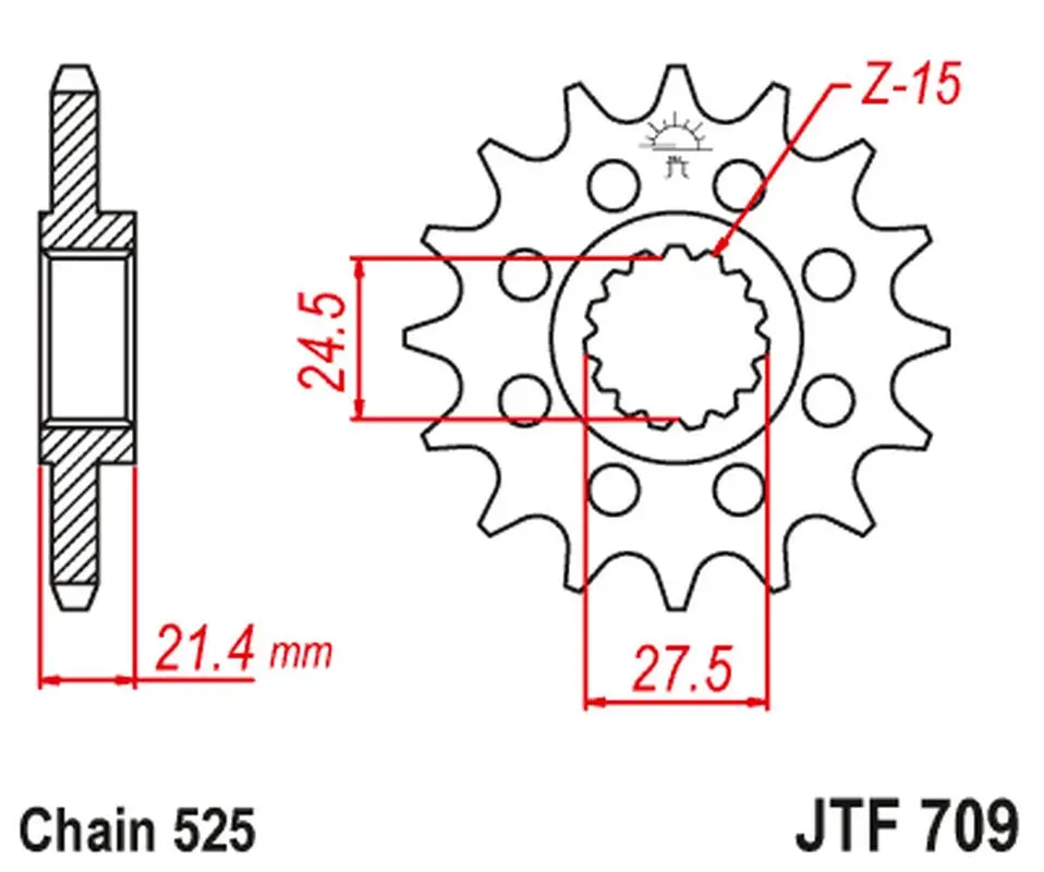 JT řetězové kolo přední 2150 16 s gumou APRILIA 750 DORSODURO/ABS '07-'16, SHIVER/GT/ABS '07-'16, 1200 DORSODURO/ABS '11-'16 (215016JTRB) (JT)