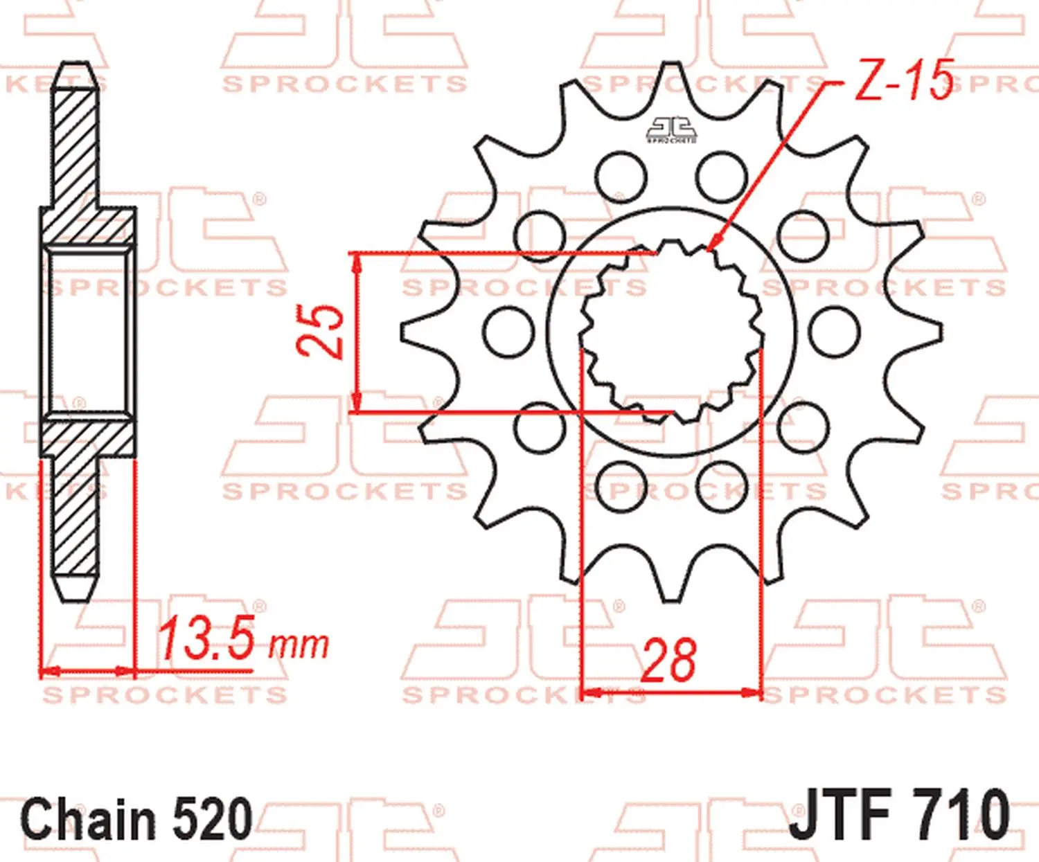 JT pastorek přední 2344 17 APRILIA TUAREG 660 '21-'24, TUONO 660 '21-'26, RS 660 '21-'24 (234417JT) (řetěz 520) (JT pastorek přední 2344 17 APRILIA)