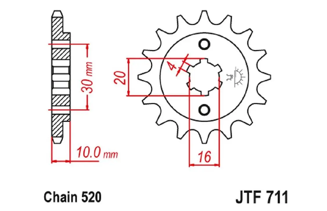JT řetězové kolo přední 720 13 CAGIVA 125 W8/FRECCIA/PLANET/MITO/RAPROR '85-10' (72013JT) (JT řetězové kolo přední 720 13 CAGIVA 125)