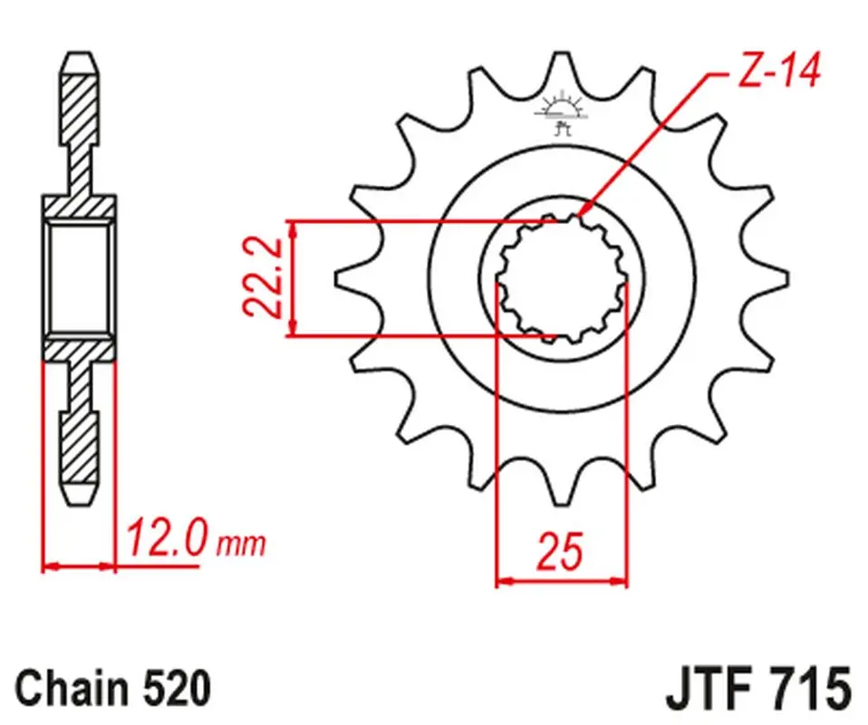JT řetězové kolo přední 2102 13 GAS GAS EC 125/200/250/300/400/450/515 '00-18' (210213JT) (JT řetězové kolo přední 2102 13 GAS GAS EC)