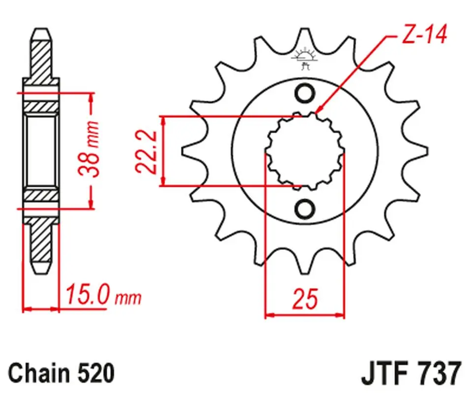 JT řetězové kolečko přední 7001 14 DUCATI 907 PASO SPORTS '90-'93 (700114JT) ( )