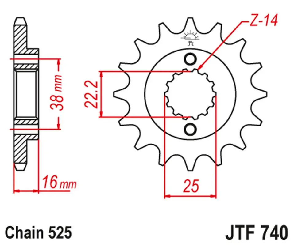 JT řetězové kolečko přední 2050 15 s gumou DUCATI 796/916/944/996 (205015JTRB) (řetěz 525) ( )