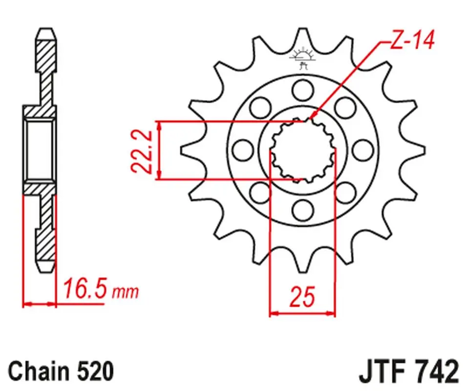 JT řetězové kolečko přední 2171 14 DUCATI 848/1098/1198 '07-'15 (217114JT) (JT řetězové kolečko přední 2171 14 DUCATI 848/1098/1198 '07-'15)
