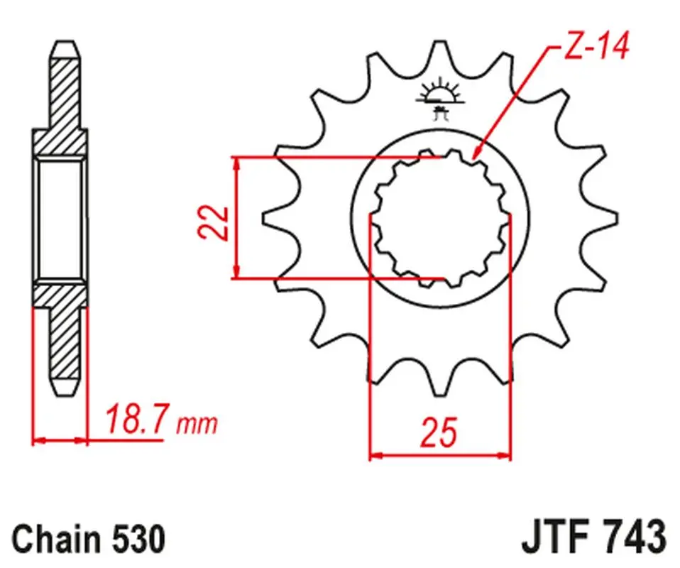 JT řetězové kolečko přední 2254 15 s gumou DUCATI MULTISTRADA 1200 10-16 (225415JTRB) (JT řetězové kolečko přední 2254 15 s gumou DUCATI MULTISTRADA)