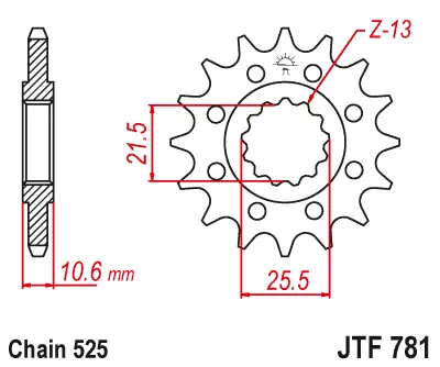 JT řetězové kolečko přední 2331 14 BENELLI BN 302 '15-'21, 500 LEONCINO '17-'21, TRK 502 '17-'21, TRX 502X '18-, MULTISTRADA 1158 '21-'24 (233114JT)