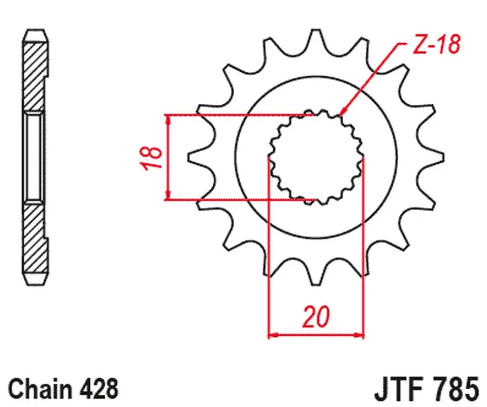 JT řetězové kolo přední 426 13 BENELLI 125 LEONCIO '22-'23, KEEWAY 125 STRIKE '13-'14, RKF 125 '11-'23, TX 125 '11-'20 (42613JT) (řetěz 428) ( )