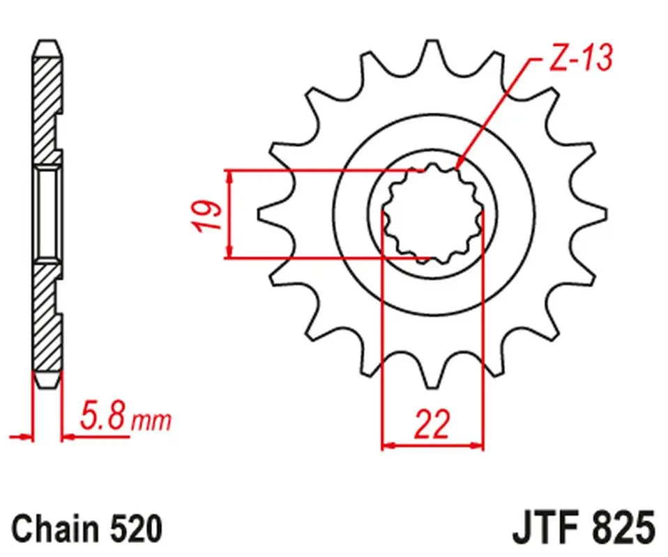 JT řetězové kolečko přední 825 13 HUSQVARNA TC/TE/TXC 250/310 '09-13' (82513JT) ( )