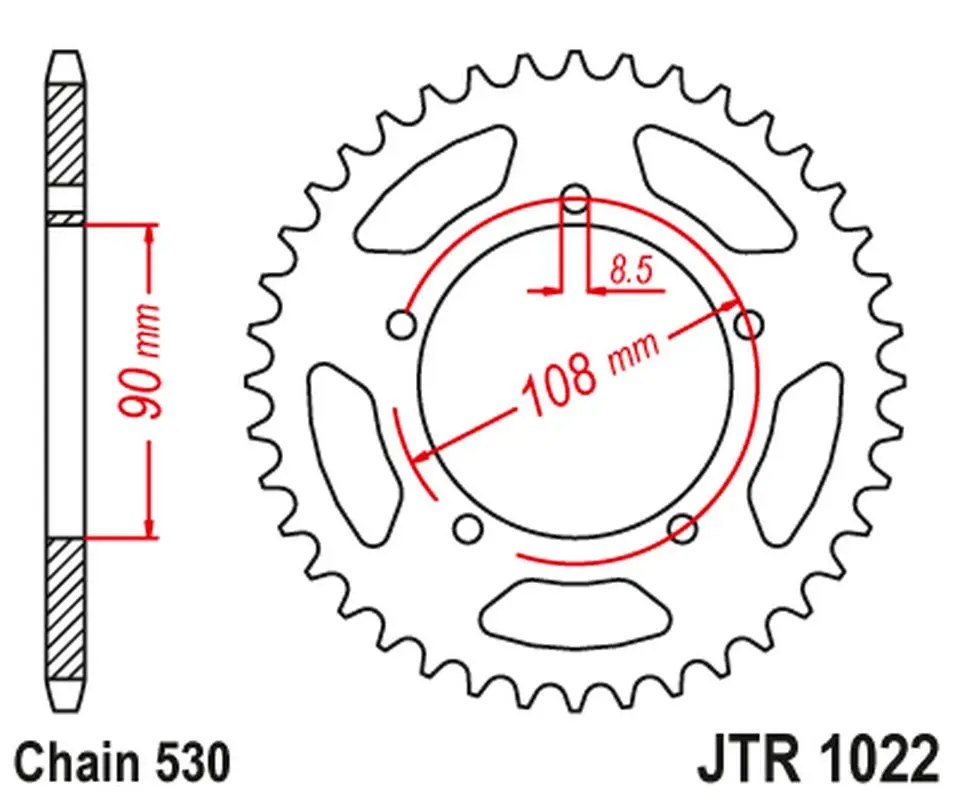 JT rozeta 1022 40 DUCATI 500 DESMO/SL '79-84', 750 F1 '85-88', 900 S2 '83-85', CAGIVA 350/650 ALAZZURRA SPORTS '85-88' (102240JT) (JT rozeta 1022 40)