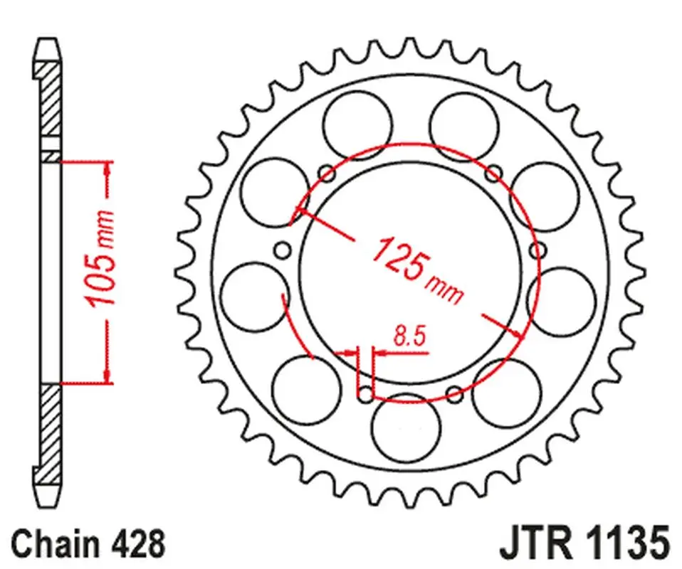 JT řetězové kolo zadní APRILIA RX 125 E4 '18-'23 (JTR1135.69)* (JT řetězové kolo zadní APRILIA RX 125 E4 '18-'23 (JTR1135.69)*)