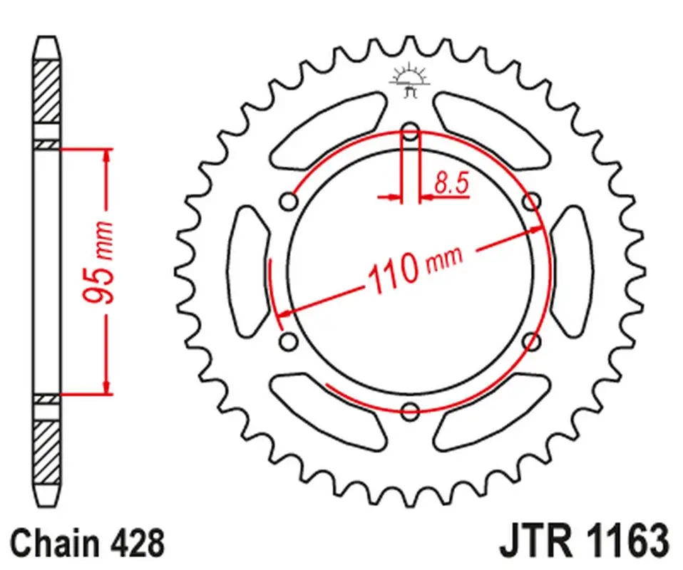 JT rozeta 486 45 CAGIVA 125 ELEFANT/STX ALETTA ROSSA '83-88' (48645JT) ( )