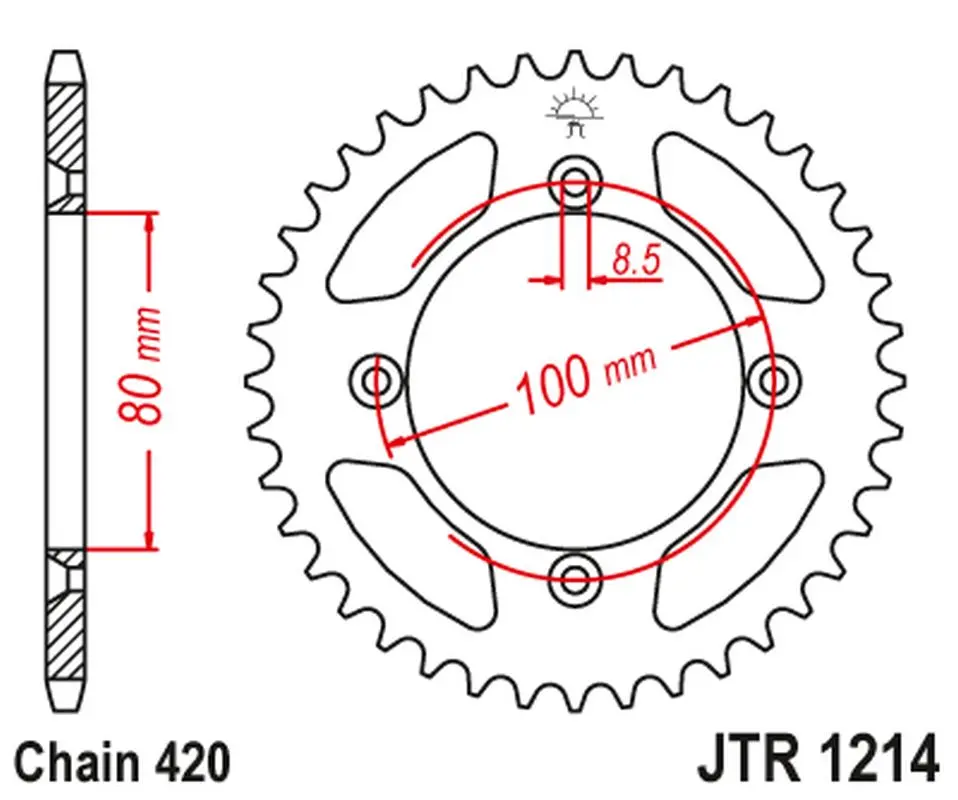 JT rozeta 238 38 HONDA CRF 70 '04-12', CRF 110 '13-21', XR 70/80 '97-03', CR 50/80 '82-84' (23838JT) ( )