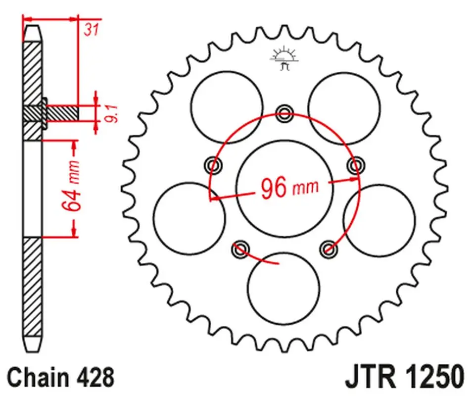 JT rozeta JTR1250 48 HONDA NX 125 '89-90' (JTR1250.48) (JT rozeta JTR1250 48 HONDA NX 125 '89-90' (JTR1250.48))