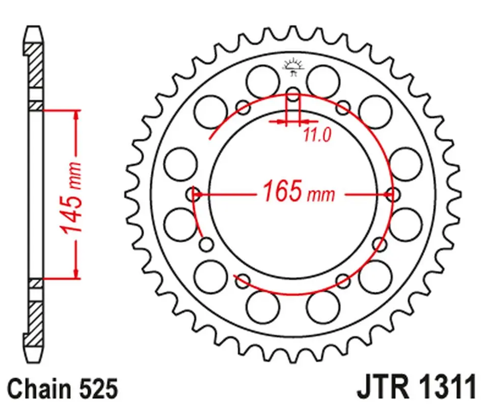 JT rozeta zadní 4367 44 HONDA NTV 650 BRO'S 88-91, NT/NTV/VFR 400 87-91 (436744JT) (JT rozeta zadní 4367 44 HONDA NTV 650 BRO'S 88-91, NT/NTV/VFR 400)