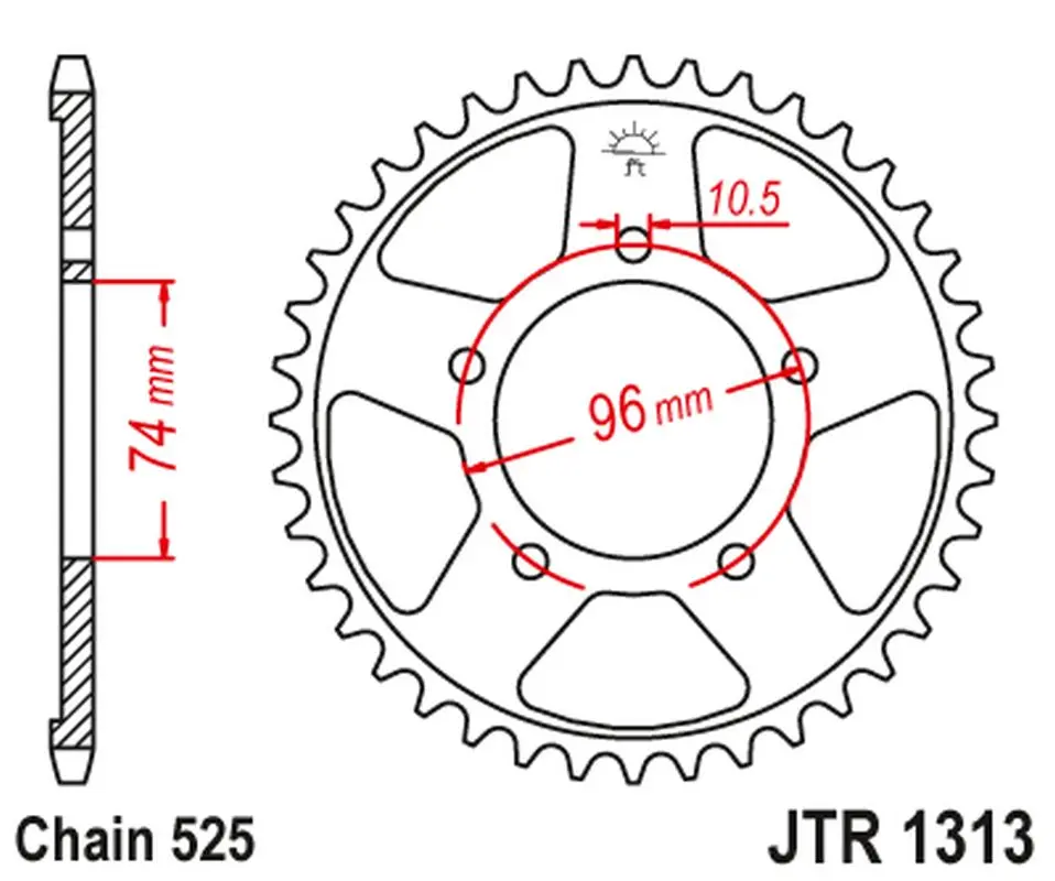 JT rozeta zadní 4343 42 HONDA CBR 400 (NC23) (434342JT) (JT rozeta zadní 4343 42 HONDA CBR 400 (NC23) (434342JT))