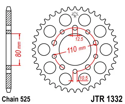 JT zadní řetězové kolo 4350 40 HONDA CB 500 94-03, CB 750F 93-03 (435040JTZBK) (řetěz 525) barva černá (JT zadní řetězové kolo 4350 40 HONDA CB 500)
