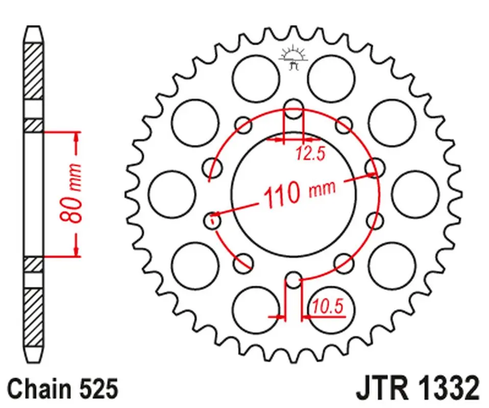 JT rozeta zadní 4350 45 HONDA VT 600C SHADOW 90-07, XRV 750 AFRICA TWIN 93-03 (435045JT) ( )
