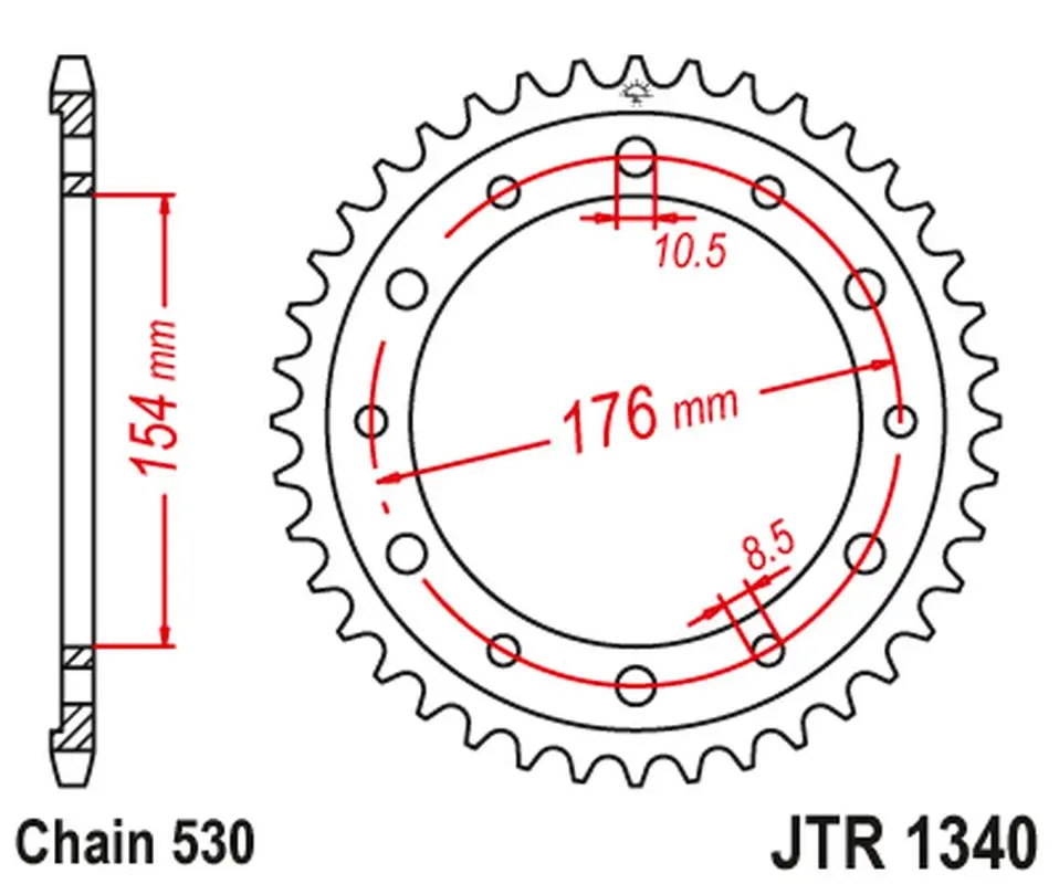 JT řetězové kolo zadní 4434 43 HONDA VFR750, VFR800 V-TEC '02-'14, VFR800X CROSSRUNNER '11-'15 (443443JTZBK) (řetěz 530) barva černá (JT řetězové)